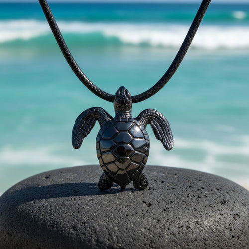 Sea Turtle Pendant – Sea Life Collection – Jet Black Finish