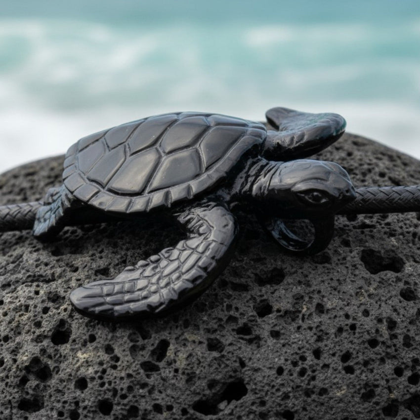 Sea Turtle Pendant – Sea Life Collection – Jet Black Finish