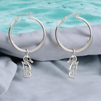 Seahorse Hoop Earrings – "Polo" - Sterling Silver