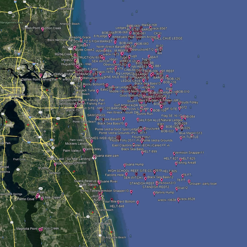 Jacksonville Fishing Spots - Nearshore numbers