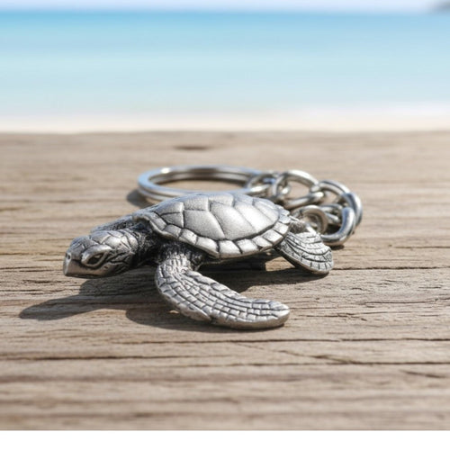 Sea Turtle Keychain – Sea Life Collection – Pewter