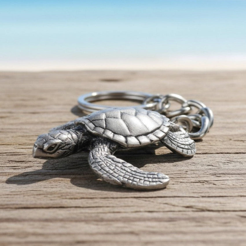 Sea Turtle Keychain – Sea Life Collection – Pewter