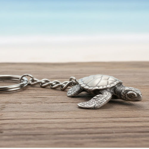 Sea Turtle Keychain – Sea Life Collection – Pewter