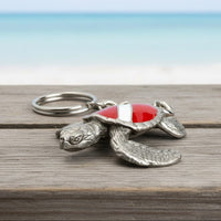 Turtle Keychain with Dive Flag – Diver’s Collection – Pewter