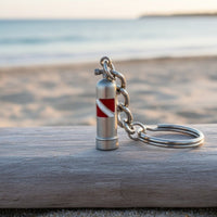 Scuba Tank Keychain with Dive Flag – Diver’s Collection – Pewter