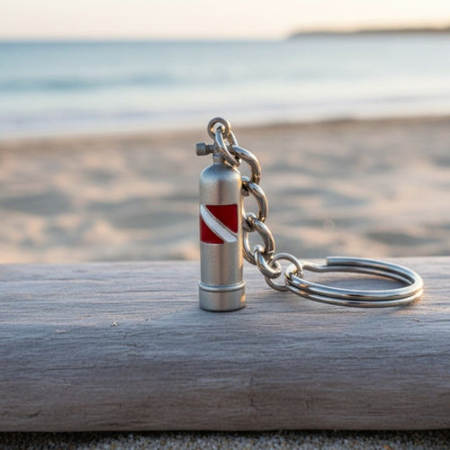 Scuba Tank Keychain with Dive Flag – Diver’s Collection – Pewter