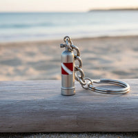 Scuba Tank Keychain with Dive Flag – Diver’s Collection – Pewter