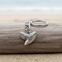 Emma” Tiger Shark Tooth Keychain - Sea Life Collection - Pewter