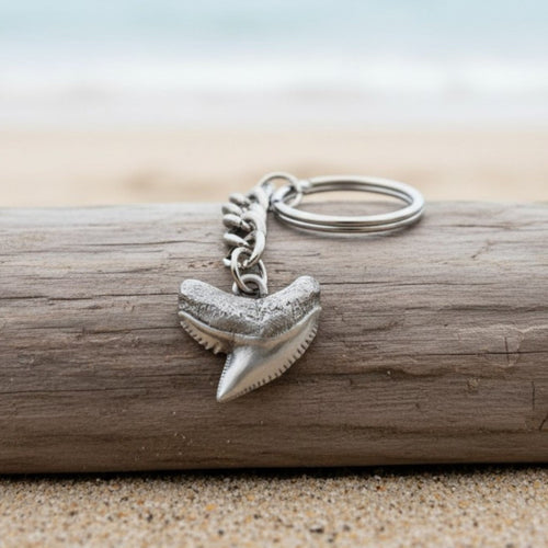 Emma” Tiger Shark Tooth Keychain - Sea Life Collection - Pewter