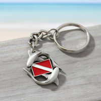 Reef Sharks Circling Dive Flag Keychain – Diver´s Collection – Pewter