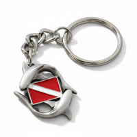 Reef Sharks Circling Dive Flag Keychain – Diver´s Collection – Pewter