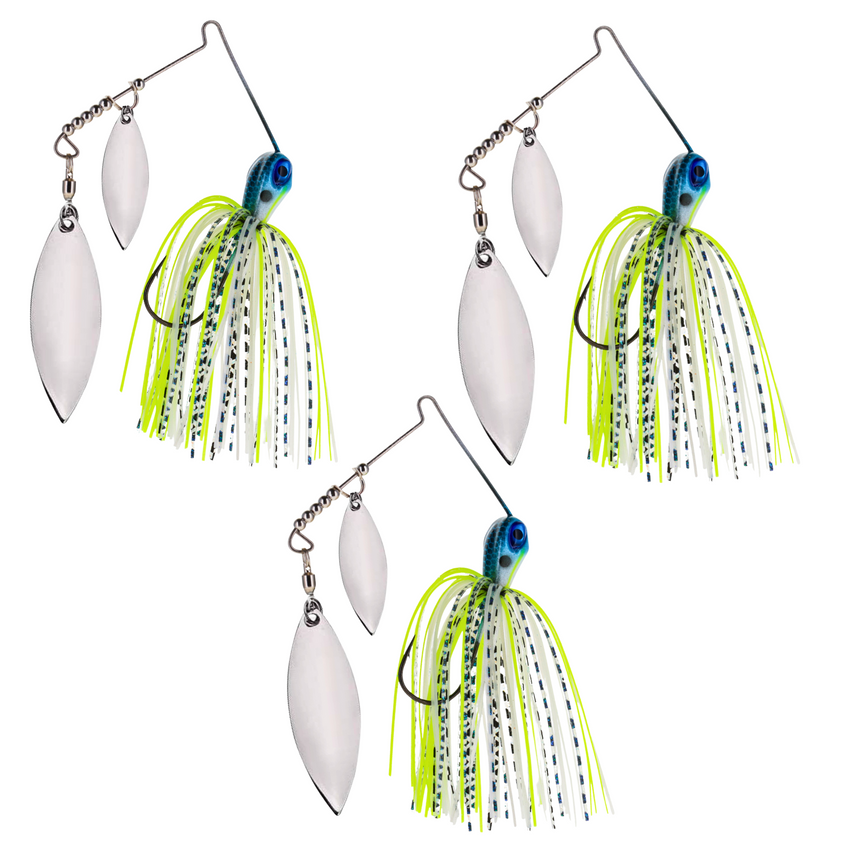 Reaction Tackle Lead Double Willow Blade Spinnerbait Jigs (3-Pack)