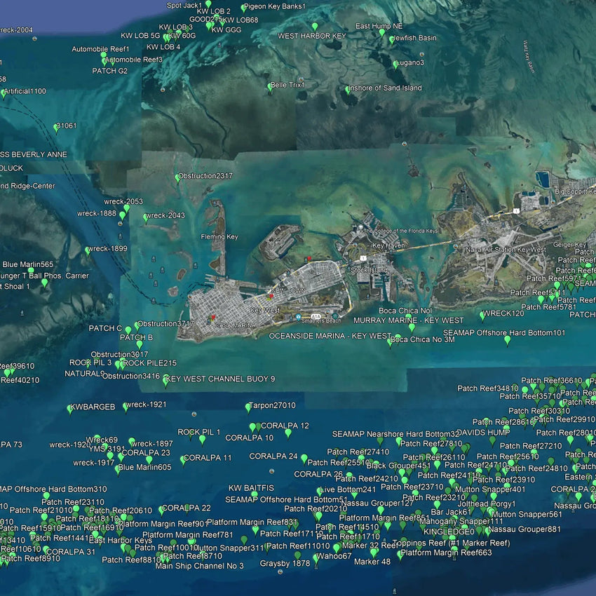 Key West Fishing Spots - Coastal Numbers