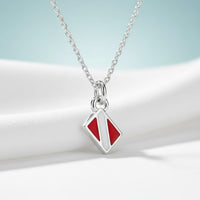 Mini Dive Flag Necklace – Diver’s Collection - Sterling Silver