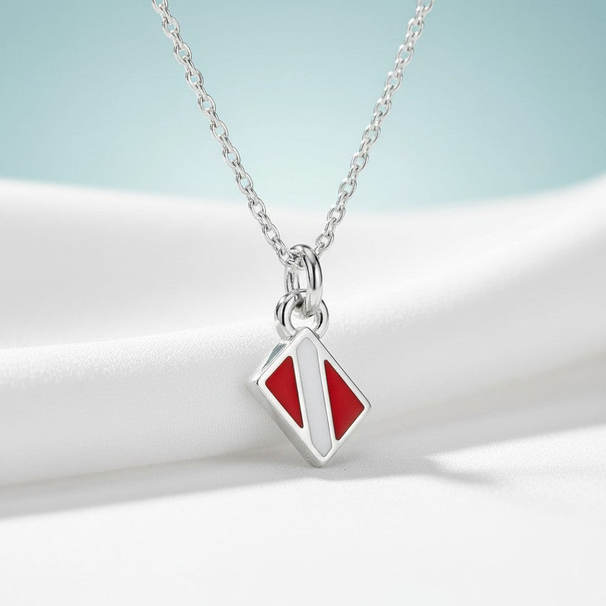 Mini Dive Flag Necklace – Diver’s Collection - Sterling Silver