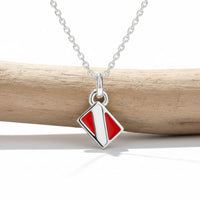 Mini Dive Flag Necklace – Diver’s Collection - Sterling Silver