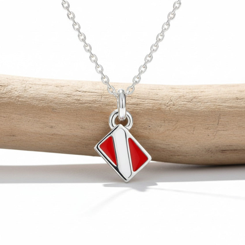 Mini Dive Flag Necklace – Diver’s Collection - Sterling Silver