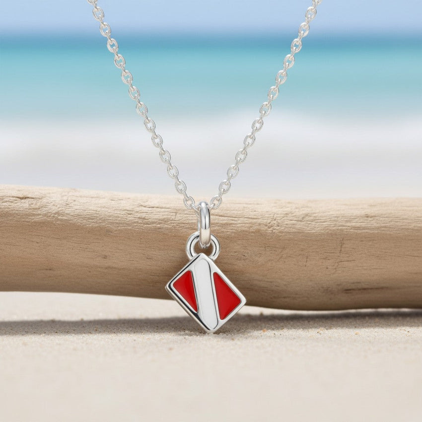 Mini Dive Flag Necklace – Diver’s Collection - Sterling Silver