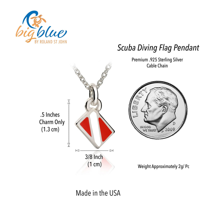 Mini Dive Flag Necklace – Diver’s Collection - Sterling Silver