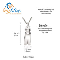 Dive Fin Necklace – Diver’s Collection – Sterling Silver