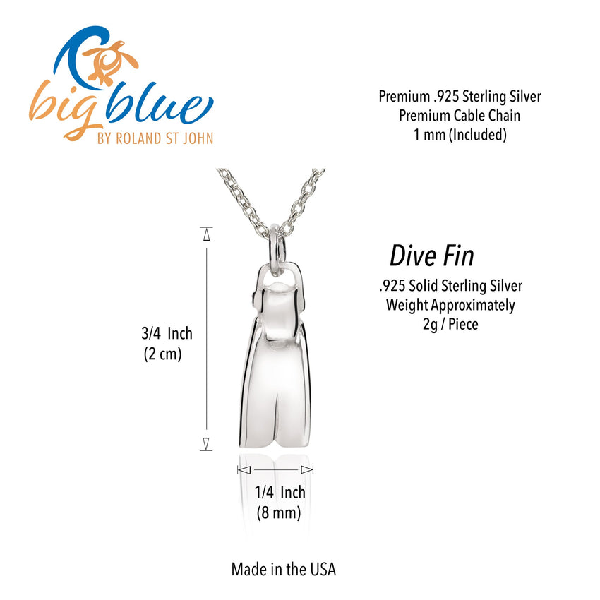 Dive Fin Necklace – Diver’s Collection – Sterling Silver