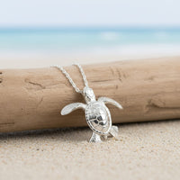 Baby Turtle Hatchling Necklace - Mini Sterling Collection - Sterling Silver