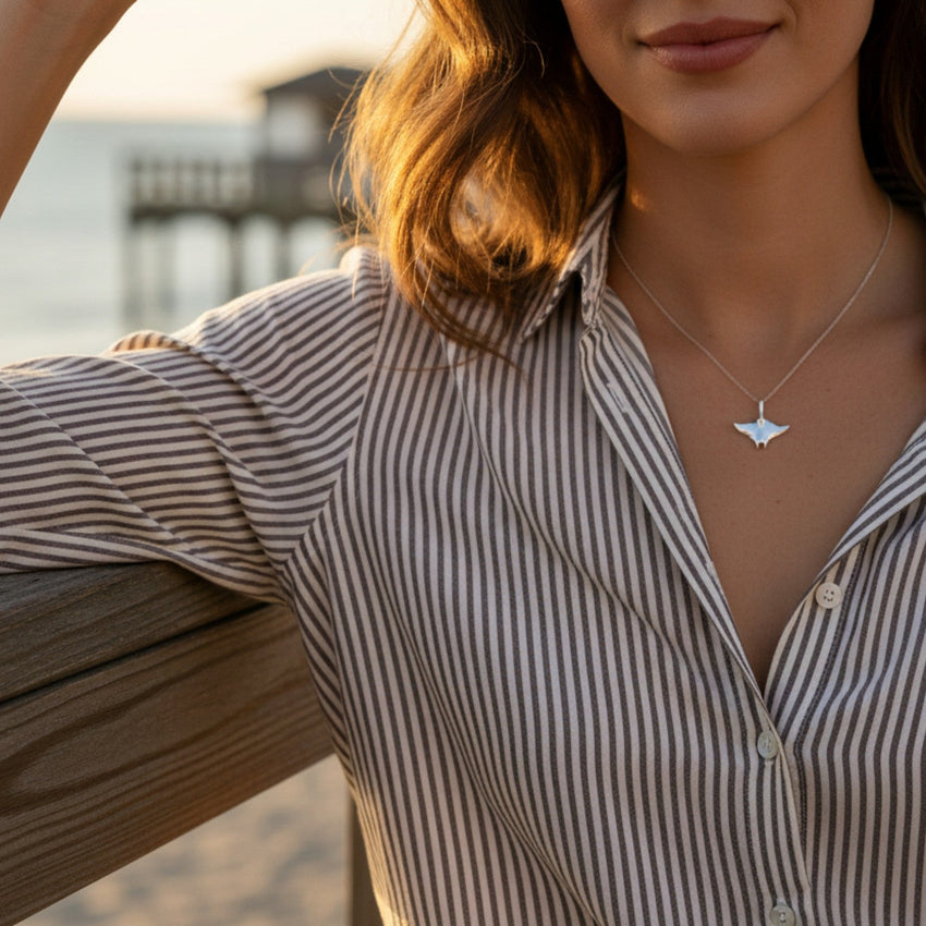 Manta Ray Necklace – Mini Sterling Collection – Sterling Silver