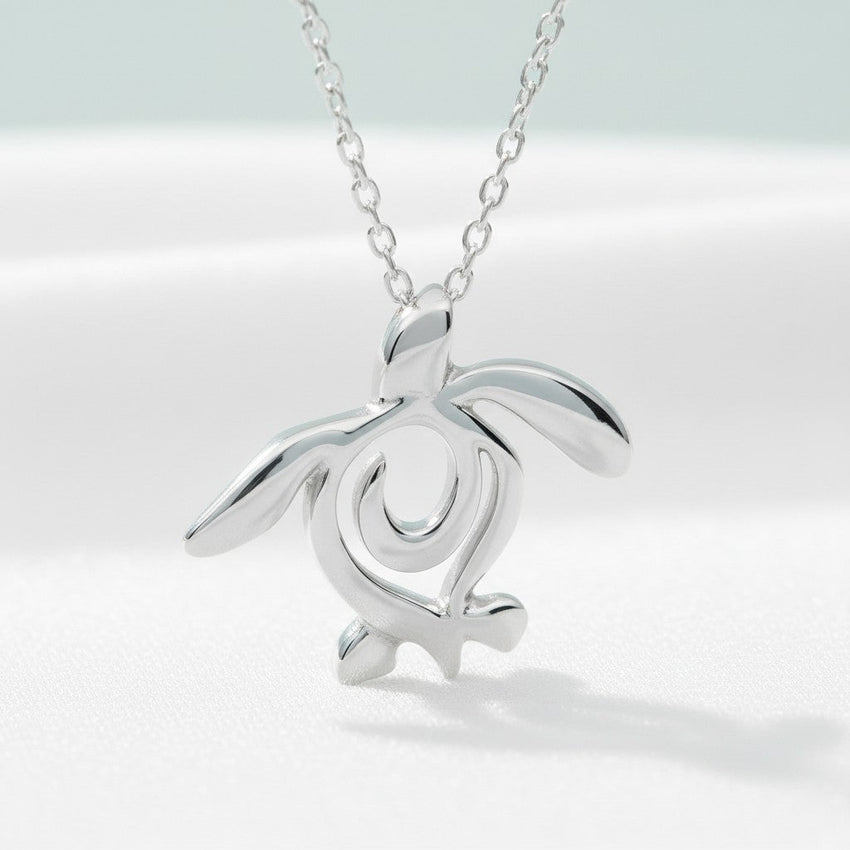 Turtle Necklace Miniature Pendant – Ocean Traveler Collection - Silver