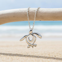 Turtle Necklace Miniature Pendant – Ocean Traveler Collection - Silver