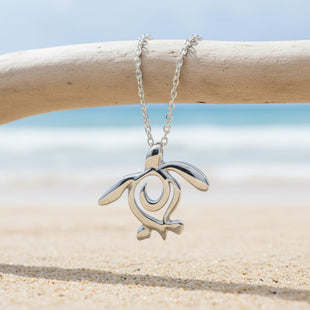Turtle Necklace Miniature Pendant – Ocean Traveler Collection - Silver