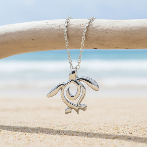 Turtle Necklace Miniature Pendant – Ocean Traveler Collection - Silver