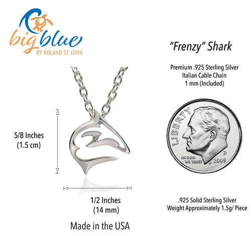 "Frenzy" Shark Necklace – Mini Sterling Collection - Sterling Silver