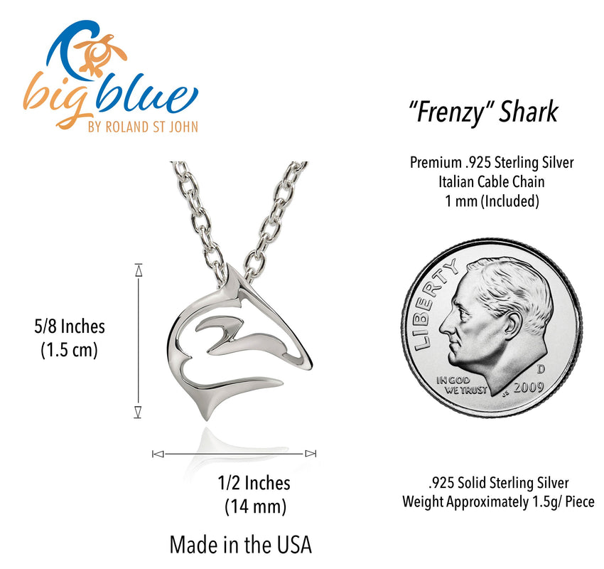 "Frenzy" Shark Necklace – Mini Sterling Collection - Sterling Silver