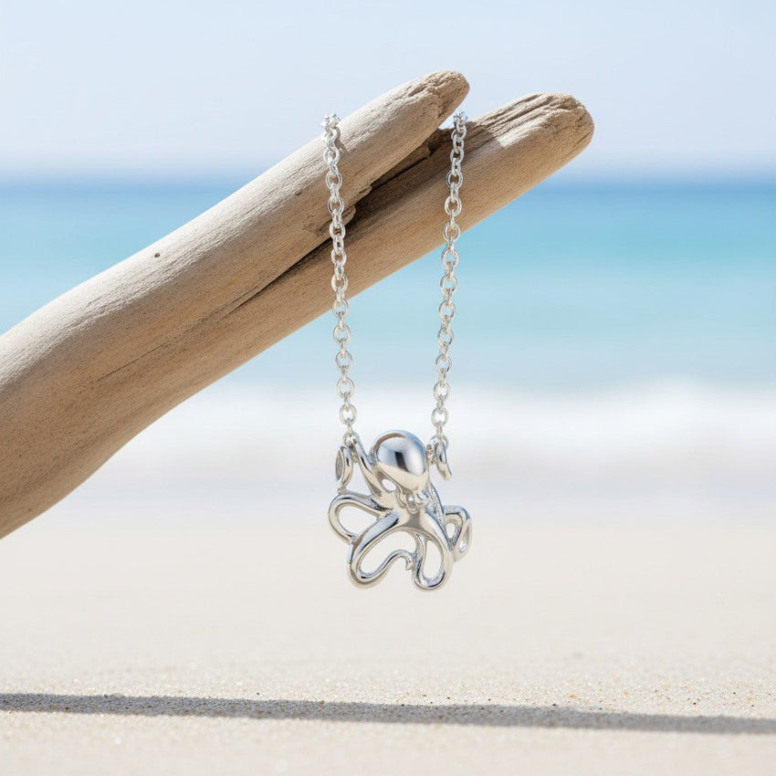 Mini "Leggs" Octopus Pendant Necklace – Mini Sterling Collection - Sterling Silver