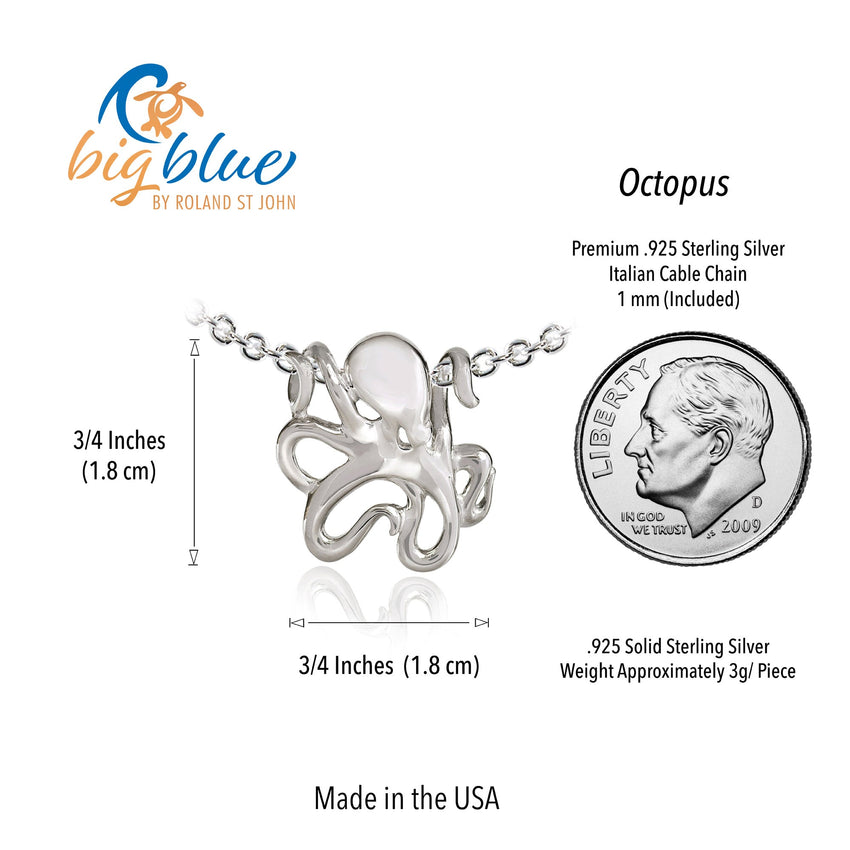 Mini "Leggs" Octopus Pendant Necklace – Mini Sterling Collection - Sterling Silver
