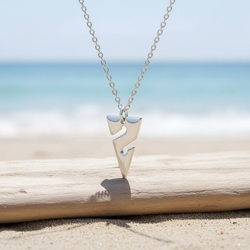 Mini Line Arrow Necklace – Cave Diving Collection - Sterling Silver on Magic Cable Chain