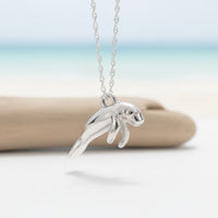 Manatee Necklace - Mini Sterling Collection - Sterling Silver on Cable Chain