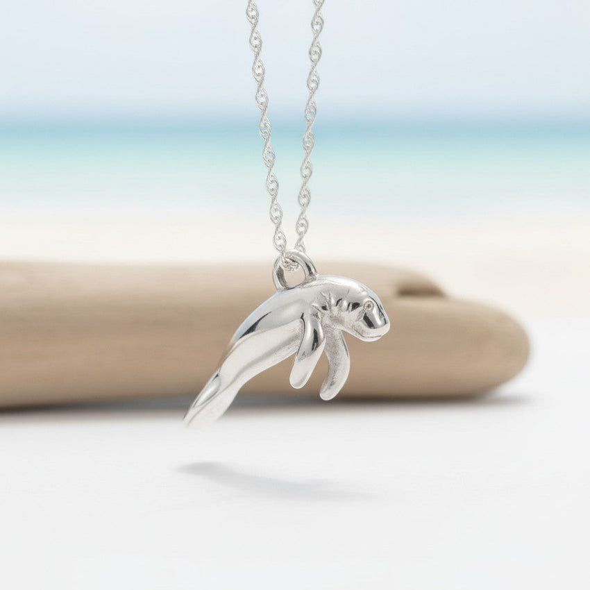 Manatee Necklace - Mini Sterling Collection - Sterling Silver on Cable Chain