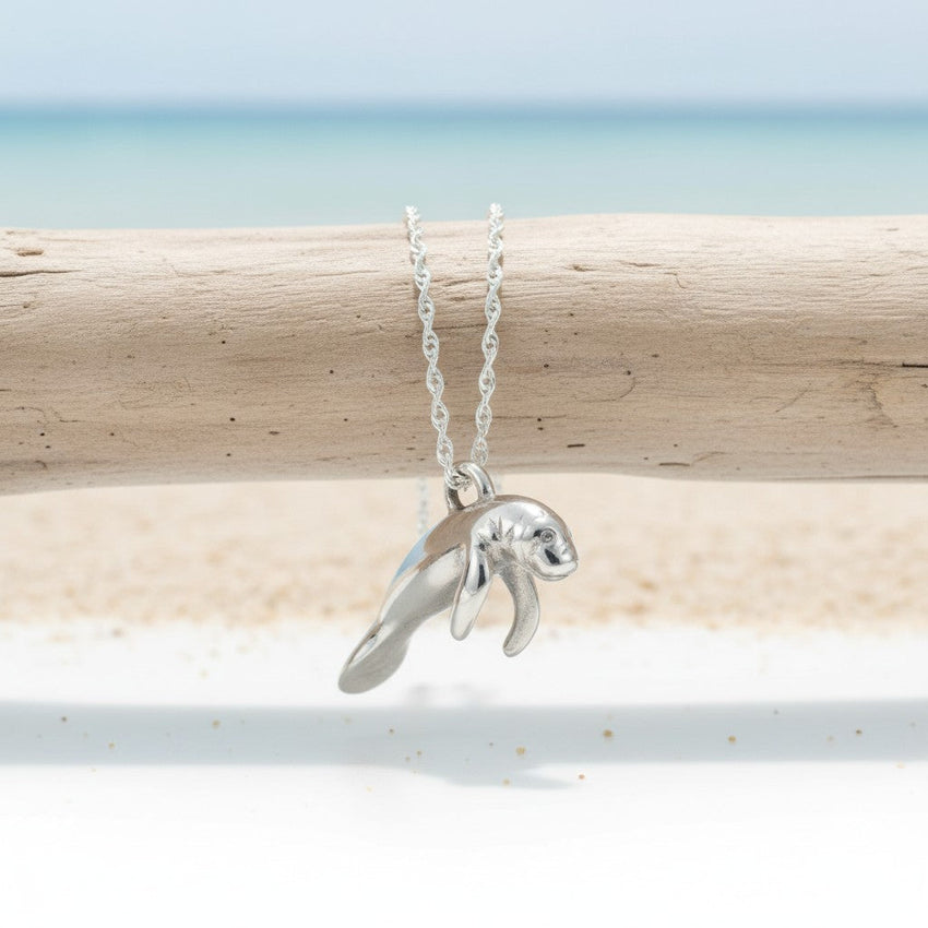 Manatee Necklace - Mini Sterling Collection - Sterling Silver on Cable Chain