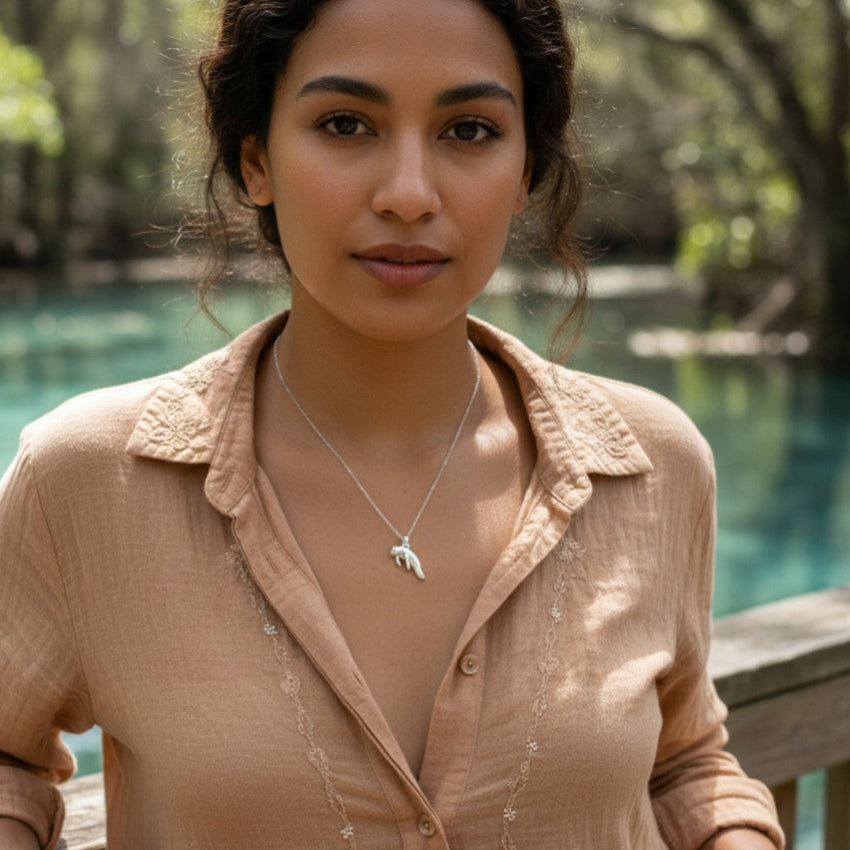 Manatee Necklace - Mini Sterling Collection - Sterling Silver on Cable Chain