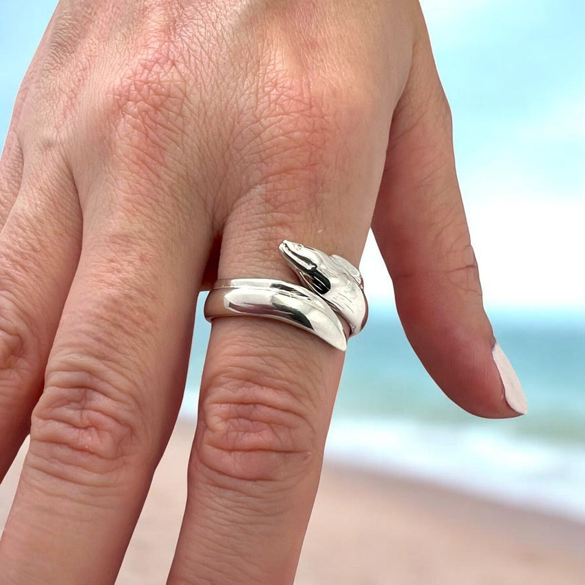 Moray Eel Adjustable Ring – Sea Life Collection - Sterling Silver