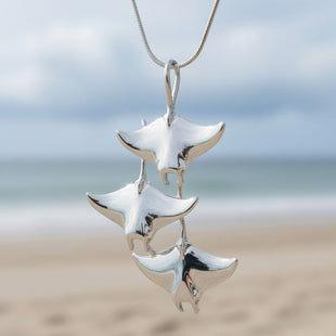 Manta Ray Necklace  – Ocean in Motion Collection – Sterling Silver