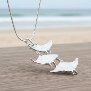 Manta Ray Necklace  – Ocean in Motion Collection – Sterling Silver