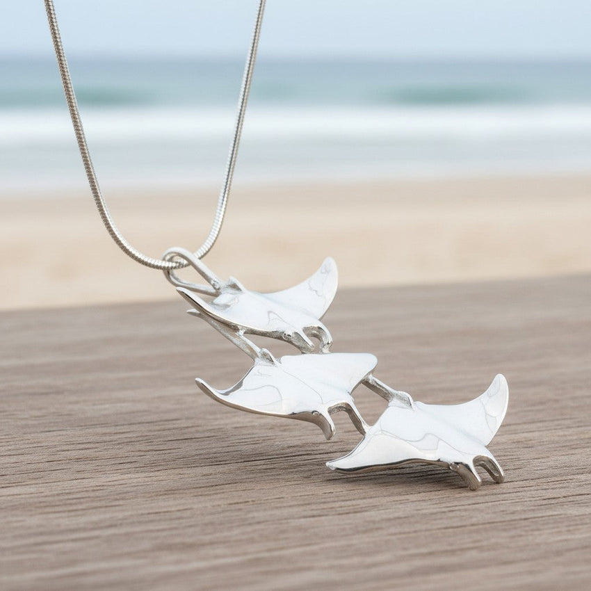 Manta Ray Necklace  – Ocean in Motion Collection – Sterling Silver