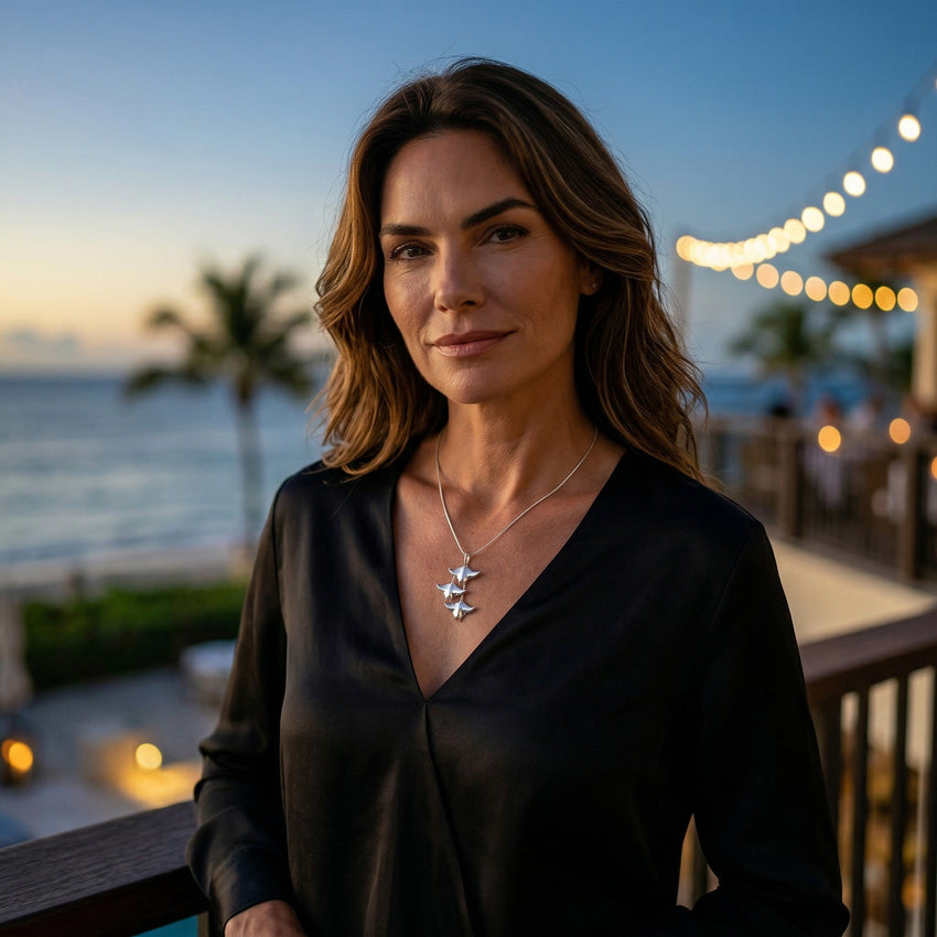 Manta Ray Necklace  – Ocean in Motion Collection – Sterling Silver