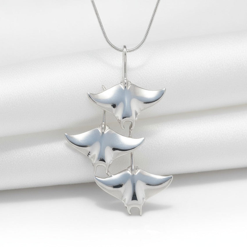 Manta Ray Necklace  – Ocean in Motion Collection – Sterling Silver