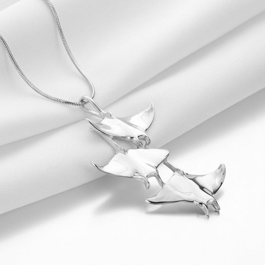 Manta Ray Necklace  – Ocean in Motion Collection – Sterling Silver