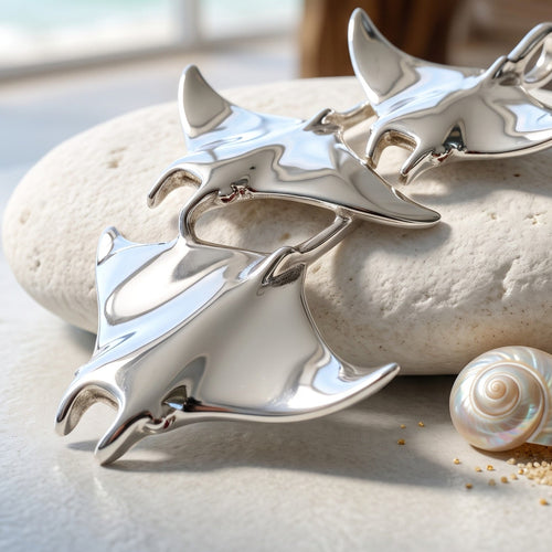 Manta Ray Necklace  – Ocean in Motion Collection – Sterling Silver