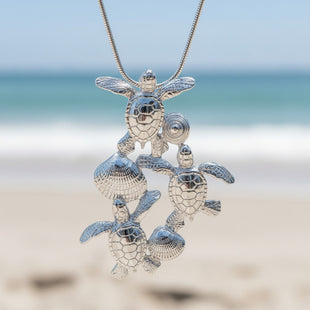 Baby Sea Turtle Hatchling Necklace - Ocean In Motion Collection - Sterling Silver