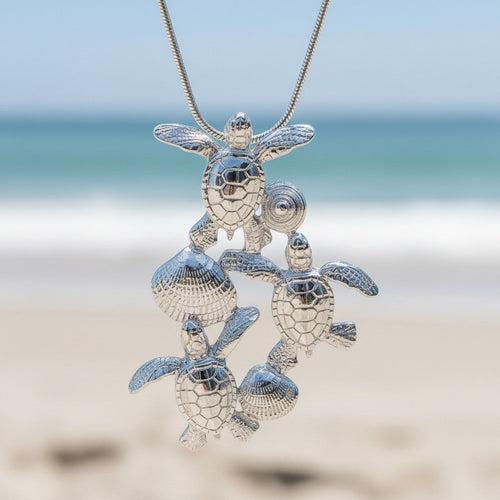 Baby Sea Turtle Hatchling Necklace - Ocean In Motion Collection - Sterling Silver
